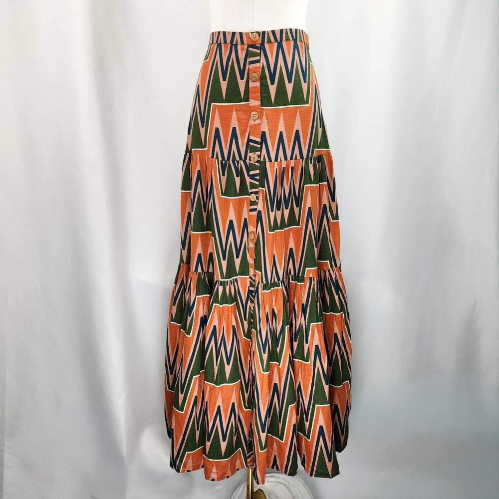 Veronica Beard Jeans Woman's Multi Colored Sundance Tiered Maxi Skit Size XS NWT